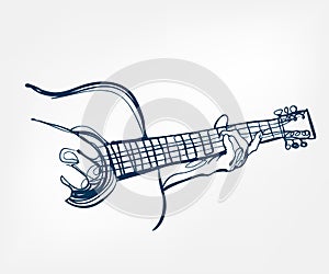 Hands guitar sketch line vector design music instrument