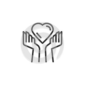 Hands with heart line icon