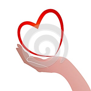 Hands heart shape icon concept of helping people logo photo