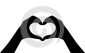 Hands heart vector silhouette icon