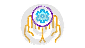 Hands Hold Gear Icon Animation