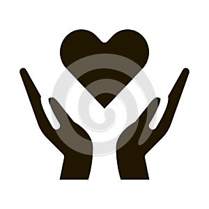 Hands Hold Heart Icon Vector Glyph Illustration