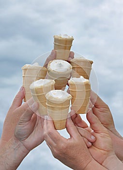 Hands hold ice-cream