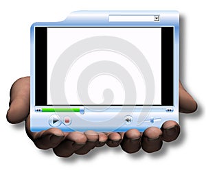 Hands Hold & Offer Media Player Video Presentation