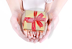 Hands holding beautiful gift box