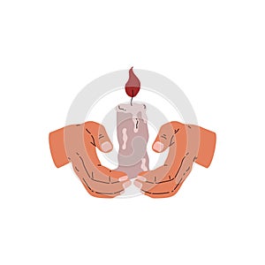 Hands holding candle vector illustration