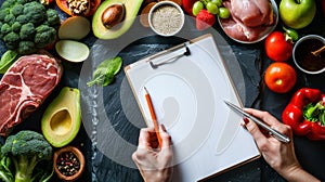 The clipboard with ingredients.AI generated image