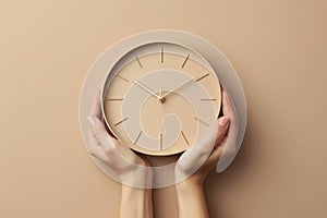 hands holding clock. ai generated