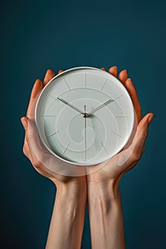 hands holding clock. ai generated
