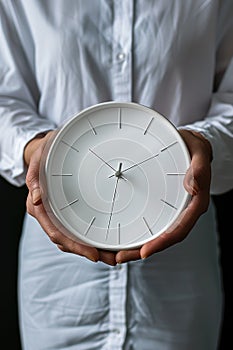 hands holding clock. ai generated