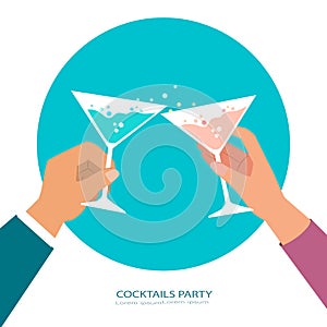 Hands holding cocktail glass, Invitation for party template. flatt margarita cocktail. Event, party, presentation, promotion