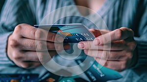Hands Holding a Credit Card.AI generated image