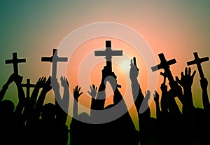 Hands Holding Cross Christianity Religion Faith Concept photo