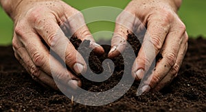 Hands Holding Dark Brown Soil