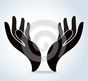 Hands holding design vector, hands pray logo