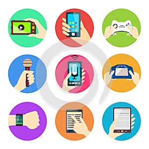 Hands holding devices