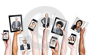 Hands Holding Digital Devices with Business People