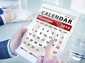 Hands Holding Digital Tablet Calendar