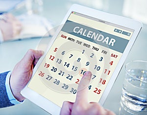 Hands Holding Digital Tablet Calendar