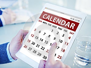 Hands Holding Digital Tablet Calendar