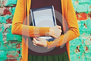 Hands holding digital tablet pc