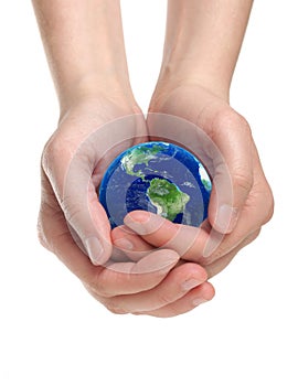 Hands holding earth photo