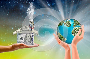 Hands holding a glowing earth - conceptual image of the earth day, saving energy, protecting the environment
