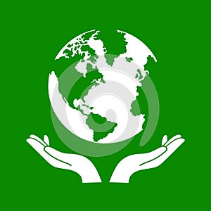 Hands Holding The Green Earth Globe Vector