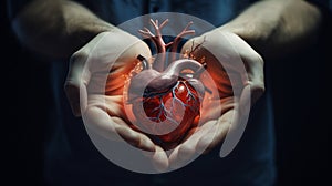 Hands Holding Heart: Highlighting Cardiovascular Diseases. Generative ai