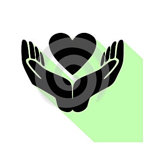 Hands holding heart icon. Simple illustration of hands holding heart icon for web design