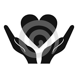 Hands holding heart icon, simple style