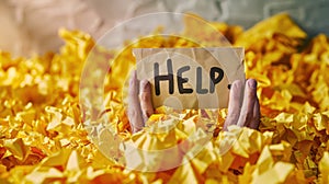 The Hands Holding Help Sign.AI generated image