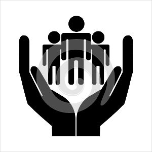 Hands holding inclusion social equity icon, help or support employee photo