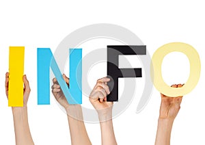 Hands holding INFO