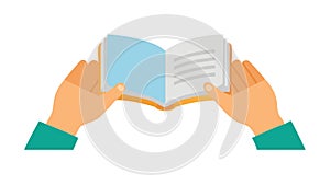 Hands Holding Open Book Vector, Learning and Knowledge Acquisition, vector design Generative AI