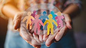 The Hands Holding Paper People.AI generated image