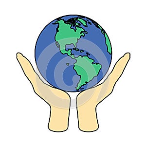 Hands Holding Planet Icon