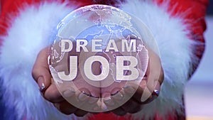 Hands holding planet with text Dream job