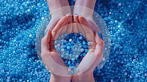 Hands Holding Plastic Pellets.AI generated image