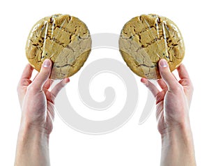 Hands holding plastic wrapped