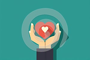 hands holding red heart icon illustration. hand making heart sign.