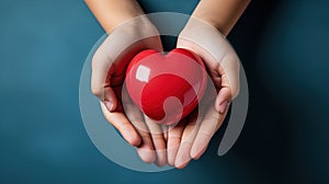 Hands holding red heart. World health day Concept. Generative Ai