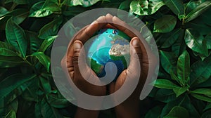 The hands holding earth.AI generated image