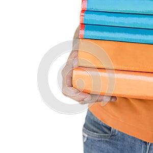 Hands Holding A Stack Of Books (w/clipping path)