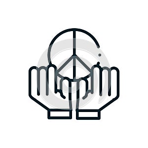 Hands holding symbol peace and love human rights line