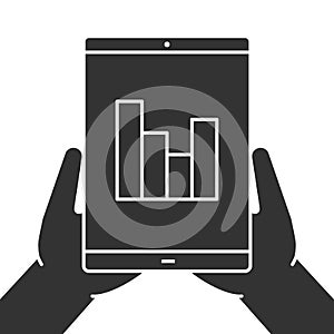 Hands holding tablet computer glyph icon