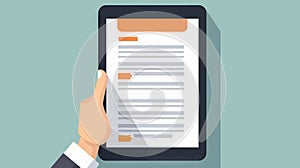 Hands holding a tablet or digital device with a checklist application