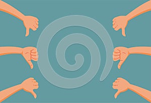 Hands Holding Thumbs Down As Dislike Sign Vector Illustration