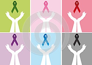 Hands holding up ribbon