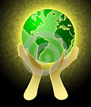 Hands Holding World Globe Illustration